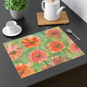 Bright Blooms | Springtime Blooms Floral Placemat, Watercolor Floral, Table Décor, Kitchen Accessories, Gift for Gardening Enthusiasts
