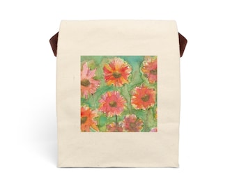 Bright Blooms | Springtime Blooms Canvas Lunch Bag Eco-Friendly Tote, Stylish Food Carrier, Picnic Accessory, Reusable Snack Bag, Gift Idea