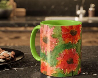 Bright Blooms | Vibrant Blooms | Colorful Floral Coffee Mug, Vibrant Flower Mug, Bright Kitchen Décor, Ideal for Birthdays