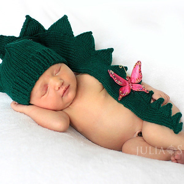 Baby Infant Newborn  dinosaur dragon crocodile aligator green hat. Halloween costumes   Photo Prop