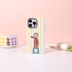 Apa borstar tänder, iPhone-skal monogram initialer iPhone-skal retro estetisk pixel personligt namn Magsafe telefonskal iPhone 14 15 16 17