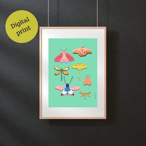 BUTTERFLIES PRINT, Printable Butterflies wall art, colorful butterflies poster, Digital print, Home décor print, printable wall art