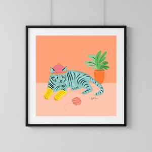Cat print- animal printable wall art print, PDF print, adorable gift for kids cat wall art for kids room