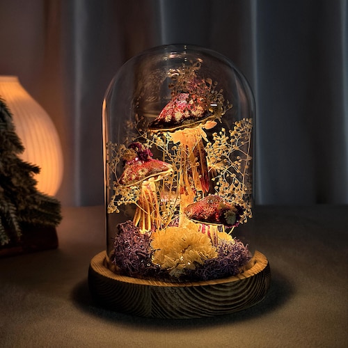 Handmade Flower Mushroom Lamp | Enchanted Forest Mushroom Night Light | Bedroom Decor |Mushroom Decor