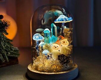 Enchanted Crystal Cluster Lamp | Mushroom Night Light | Christmas Snowman Nightlight|Fairy Tale