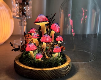 Wróżkowa ręcznie robiona lampa w kształcie grzyba | Whimsigoth Decor | Wystrój sypialni | Lampa w stylu art déco | Cottagecore