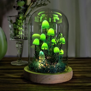 Green Mushroom Night Light | Fairytale Forest Mushroom Lamp | Cottagecore Decor | Apartment Decor