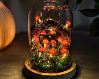 Wianek ręcznie robiony Lampa grzybowa | Whimsigoth Decor | Wystrój sypialni | Lampa Art Deco | Cottagecore