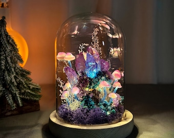 Lámpara de cristal encantada / Lámpara de noche con forma de hongo / Decoración de Whimsigoth / Decoración de dormitorio / Decoración de cuento de hadas para el hogar