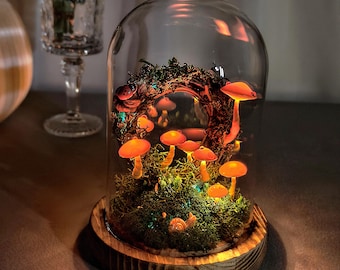 Wreath Handmade Mushroom Lamp | Whimsigoth Decor | Bedroom Decor |Art Deco Lamp | Cottagecore