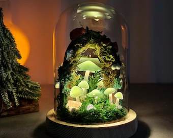 Enchanted Mushroom Lamp | Green Mushroom Night Light | Whimsigoth Decor | Bedroom Decor |Art Deco Lamp