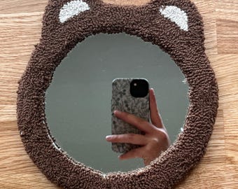 Teddy Bear Punch Needle Mirror