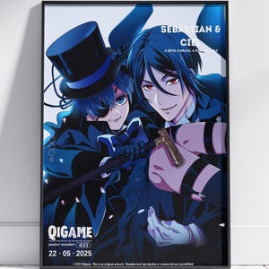 Ciel Poster, Black Butler, Black Butler Sketch Anime Poster Wall Art - Sebastian Michaelis Ciel Phantomhive Undertaker, Black butler