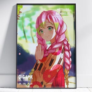 Mitsuri Kanroji Anime Poster | Demon Slayer Poster | Kawaii Wall Decor | Otaku Gift | Japanese Wall Art | Aesthetic Room Decor|Love Hashira