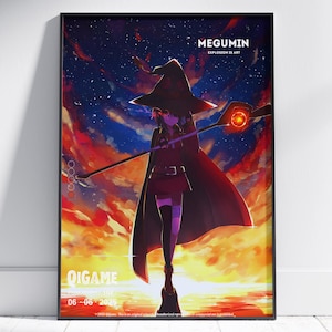 Megumin Poster, Konosuba Megumin Print, Anime Waifu Poster, Matte Vertical Posters, Retro Design, Vibrant Art, Cute Anime Girl, Abstract