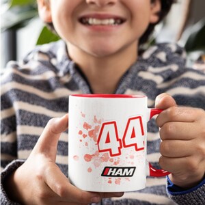 Lewis Hamilton Coffee Mug with Colour, Formula 1 Fan Gift, Racing Enthusiast Mug, F1 Cup, Motorsport Merchandise, Scuderia Ferrari