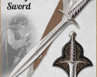 Replica di spada in acciaio al carbonio fatta a mano: oggetto da collezione fantasy elfico