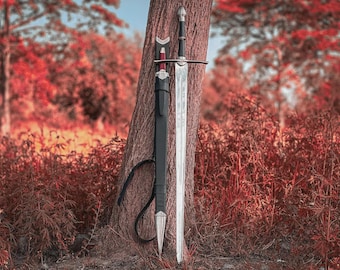 Handmade Ranger Sword Replica with Scabbard & Knife – Fantasy Medieval Collectible Sword – Cosplay Display Weapon – Gift for Him