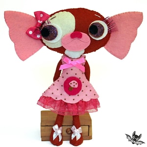 Gizmo sister handmade felt art doll gremlin GIZZY