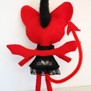 devil cat kitty handmade felt art doll ooak red HELLDORA image 8