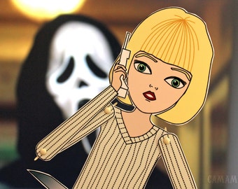 Scream Drew Barrymore articulated paper doll Casey Becker