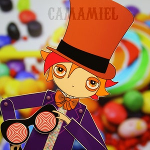 Willy Wonka assembled articulated paper doll