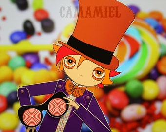 Willy Wonka assembled articulated paper doll