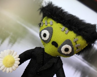 Frankenstein monster creature ooak felt art doll