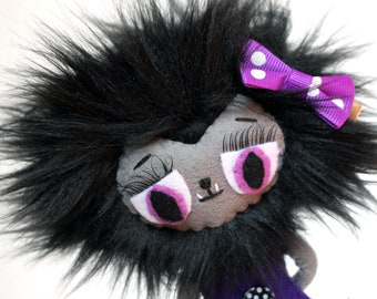 Werewolf girl handmade felt art doll ooak Wolfwilmina Halloween decoration