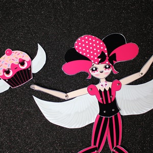 Cute angel winged doll cupcake angel wings Assembled articulated paper doll Ariel and cupcake Alita image 2