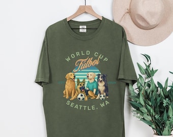Futbol World Cup 2026 Vintage Dog T-Shirt, Comfort Colors Retro Tee for Dog Lovers, Fun Dog Shirt, Dog Mom, Soccer Dogs