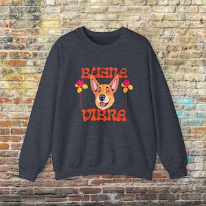 Sudadera para perro Buena Vibra, acogedora sudadera de cuello redondo para amantes de las mascotas, con estampado de pastor alemán, ropa de descanso para mamás de perros, estilo urbano, divertida para perros.
