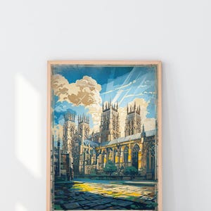 Póster de York, Arte mural de York, Arte mural británico, Impresión de viaje a York, Catedral de York, Regalo de boda, Regalo de cumpleaños, Decoración de viaje, Arte mural de viaje