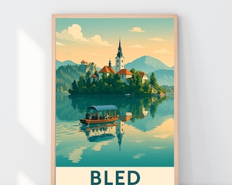 Lake Bled Poster, Slovenia Wall Art, Lake Bled Wall Art, Lake Bled Travel Print, Birthday Present, Wedding Gift, Travel Decor, Lake Bled Art