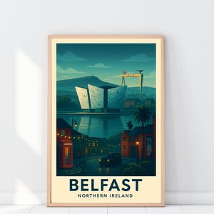 Impresión artística de Belfast, Irlanda, decoración de pared de Irlanda del Norte, póster de mapa de Gran Bretaña e Irlanda, regalo de boda y cumpleaños para el hogar.