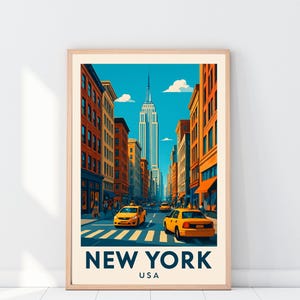 New York Skyline Wall Art, Travel Poster, Empire State Building Print, American City Decor, NYC Travel Wall Art, Birthday Gift, Wedding Gift