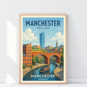 Póster de paisaje urbano de Manchester, arte mural, mapa de Manchester, Reino Unido, decoración del hogar, regalo para bodas y cumpleaños, póster Man United Oasis Man City