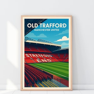 Póster de Old Trafford del Manchester United, arte mural, impresión de la Premier League, regalo de decoración para bodas y cumpleaños, póster del Manchester United
