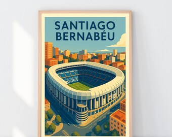 Real Madrid Bernabeu Poster Wall Art, Football Champions League Print, Home Decor Gift for Wedding & Birthday, Real Madrid Stadium Poster