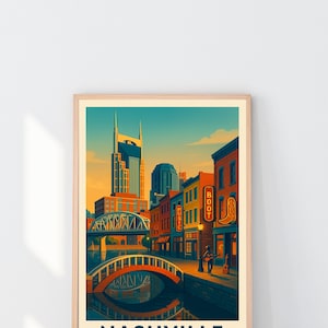 Arte mural de Nashville, Tennessee, decoración de viaje con el horizonte, regalo de cumpleaños y boda, póster para el hogar o la oficina, impresión del mapa de la ciudad de Tennessee, Nashville