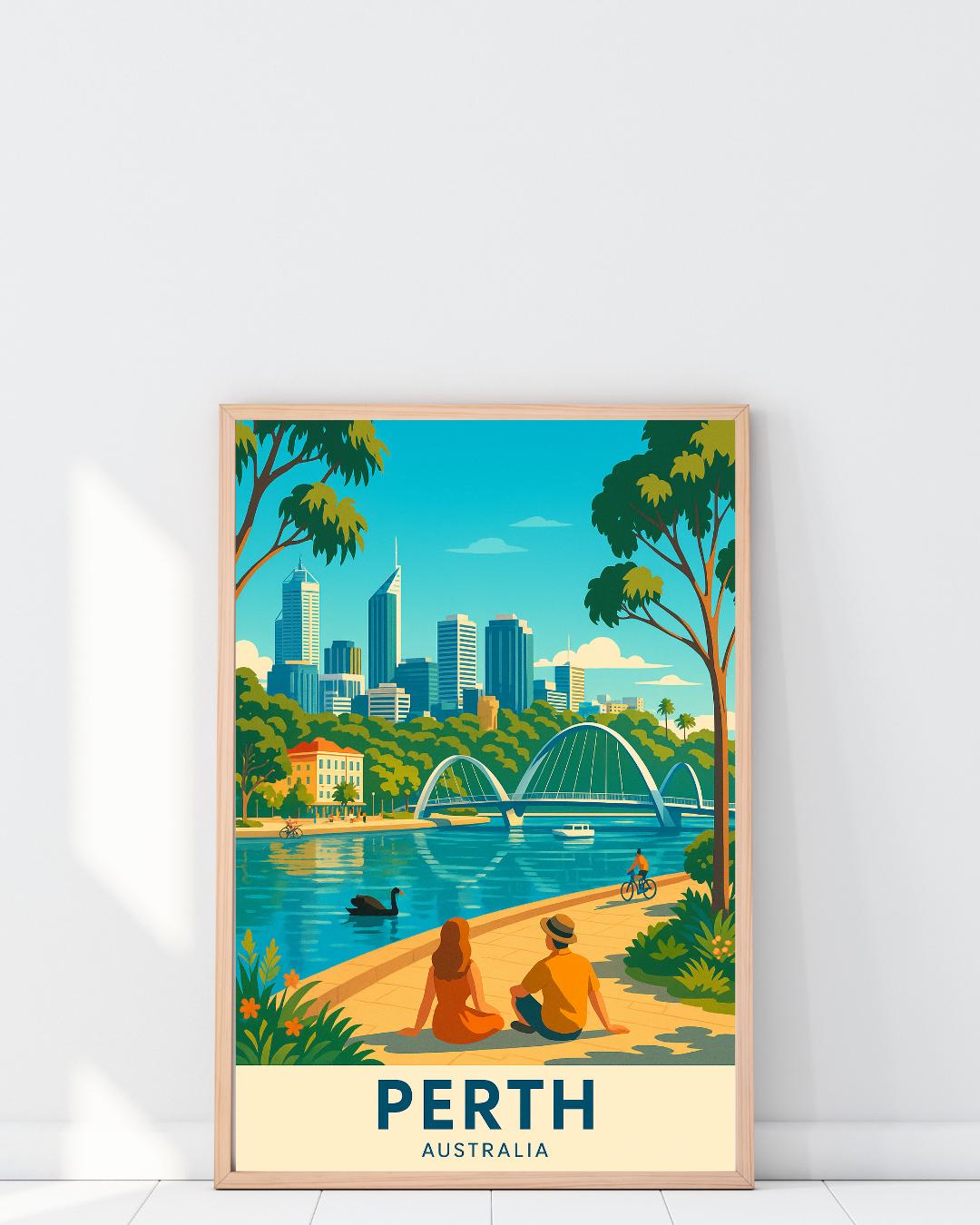 Perth Poster - Australia Wall Art Travel Print, Perth Wall Art ...