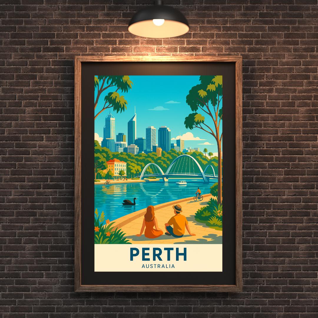 Perth Poster - Australia Wall Art Travel Print, Perth Wall Art ...