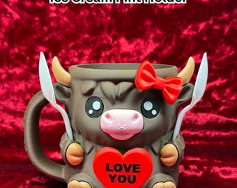 Highland Cow Ice Cream Pint Holder | 3D Printed, Fits Ben & Jerry's