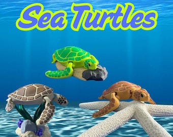 3D Sea Turtle Figurines | Ocean-Inspired Marine Decor | Coastal Sea Turtles |