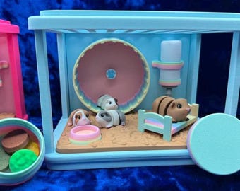 3D Printed Guinea Pig Dollhouse Set |Mini Cage| Tiny Pets & Accessories |
