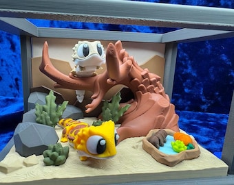 3D Printed Bearded Dragon Habitat Set | Mini Reptile Learning Habitat |  | Gift Idea