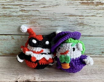 Harley/Joker Bundle Crochet Dolls (Amigurumi) - Patterns by the Woobles - Physical Items!