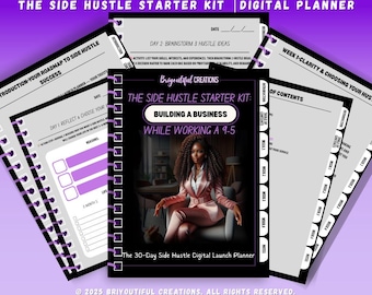 Planificador de lanzamiento de Side Hustle: Guía de 30 días para emprender un negocio (Descarga digital)