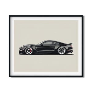 Mustang GT | Shelby Cobra | Mustang GT350 | Sports Car Wall Décor | Auto Posters | Car Enthusiasts | Classic Car Illustration