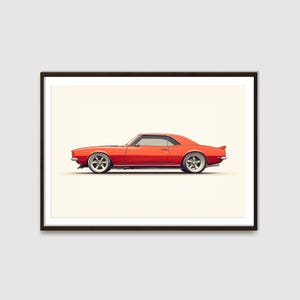 Orange Chevy Camaro Printable | 1967-1969 Camaro | Sports Car Wall Décor | Auto Posters | Car Enthusiasts | Classic Car Illustration
